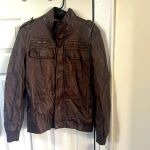 Brown leather military Jacket